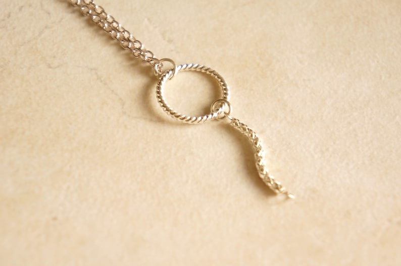 Minimalist Necklace Best Sterling Silver Circle Necklace VERTICAL BAR NECKLACE Everyday Necklace Karma Necklace Silver Halo Necklace