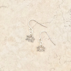 Minimalist Earrings STERLING SILVER LOTUS Earrings, Lotus Flower Earrings, Mothers Day Gift from daughter, spiritual jewelry, everyday