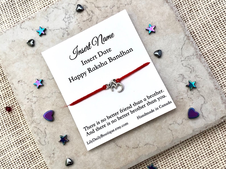 PERSONALIZED Rakhi For Brother Raksha Bandhan Card Rakhi Card Rakhi For Kids Gift For Brother From Sister Red String Rakhi Bracelet