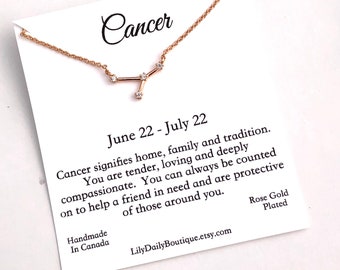 Cancer Zodiac Necklace, Rose Gold Constellation Necklace, Mom Birthday Gift, Personalized necklace for mom, astrology gift, best sellers