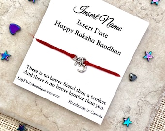 Raksha Bandhan Cards with Rakhi, PERSONALIZED Rakhi For Brother, Rakhi Bracelet Om, Rakhi Cards, Rakhi For Children, rakhi gifts for sister