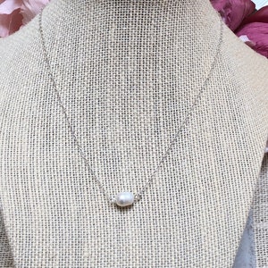 Sterling Silver Freshwater Pearl Necklace, June birthday gift for her, Flower Girl Necklace for little girl, pearl bridesmaid necklace