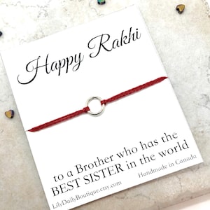 Anillo de eternidad de plata, Rakhi contemporáneo, tarjeta Raksha Bandhan, Rakhi personalizado para hermano, pulsera Rakhi hecha a mano, rakhi simple, rakhri