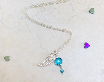 plata de ley en memoria amorosa collar de mamá, regalos de recuerdo, collar de aborto espontáneo alas de ángel joyas, pérdida de regalo de niño para mamá, mejor