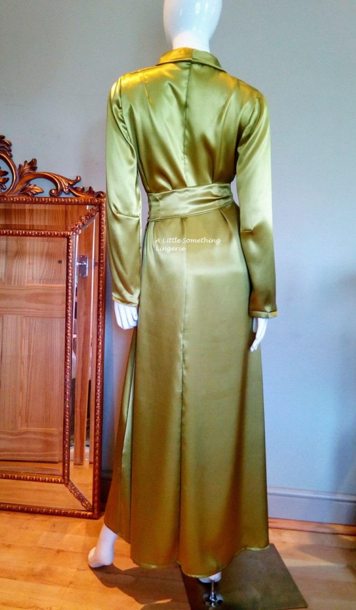 Green silk robe long silk dressing gown women's silk Etsy