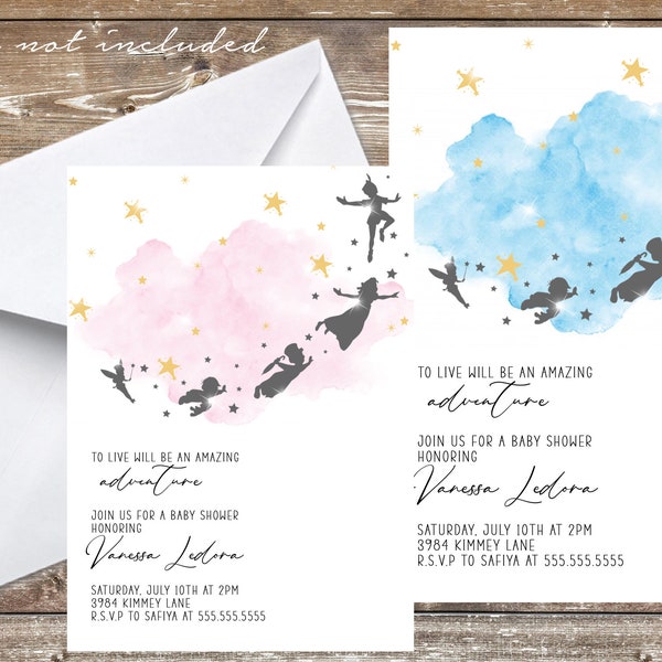 Neverland Magical Baby Shower Peter Pan 5x7 Invitation