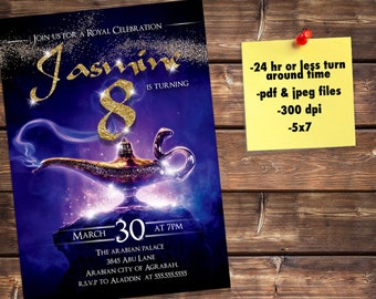 Aladdin 5x7 Birthday Invitation