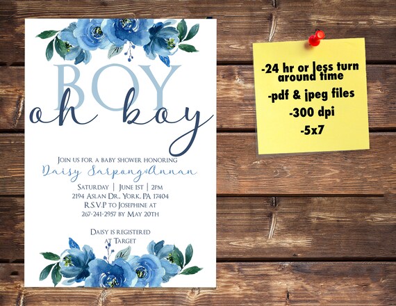 boy oh boy baby shower invitations
