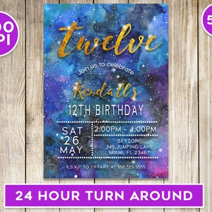 Galaxy Birthday Invitation 5x7