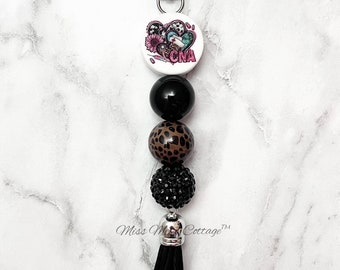 CNA Beaded Keychain Charm, Nurse Gift