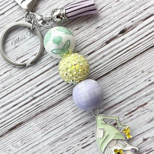 Spring Gnome keychain/purse/zipper/bag/key fob/beaded/charm/flowers/summer/chunky beads/garden gnome/birthday/friend/mom/Easter/gift image 5