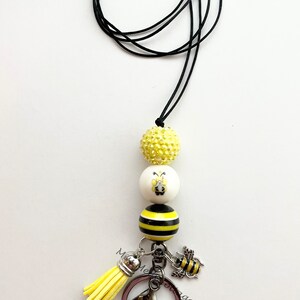 Bee Gnome Lanyard/Gnome Necklace/Beaded/Adjustable/Badge Holder/breakaway clasp/Teacher/friend/Be Kind/honeybee/bee/birthday/Valentine/gift