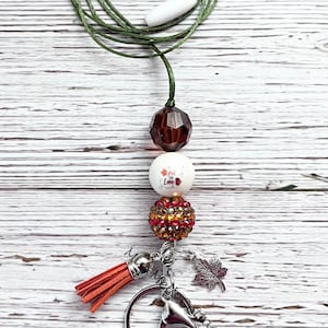 Fall Lanyard, Necklace, badge holder, breakaway, Fall colors, Autumn leaves, chunky beads, teacher, friend, school, gift, read description