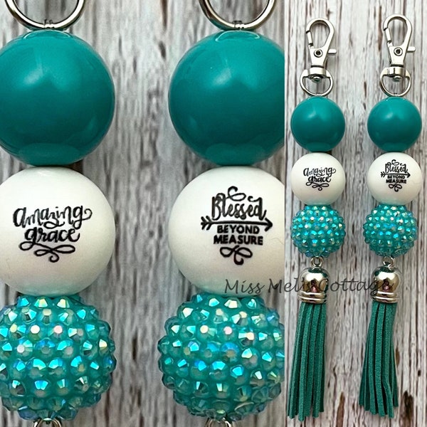 Amazing Grace Keychain/Charm/beaded/zipper/bag/purse/planner/charm/key fob/blessed/beyond measure/teacher/mom/birthday/mothers day/gift