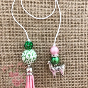 Cactus and Llama Bookmark, Book Charm, Beaded, cactus, llama, alpaca, cactus, book, bling, teacher, friend, Christmas, Valentine, gift