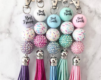 Friends Beaded Keychain Charm, Tassel Bag Accessory