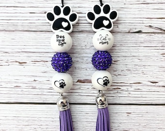 Dog Car Charm/Cat Car Charm/ornament/beaded charm/paw print/Pet/Mama/friend/mom/birthday/Valentine/Christmas/mothers day/gift