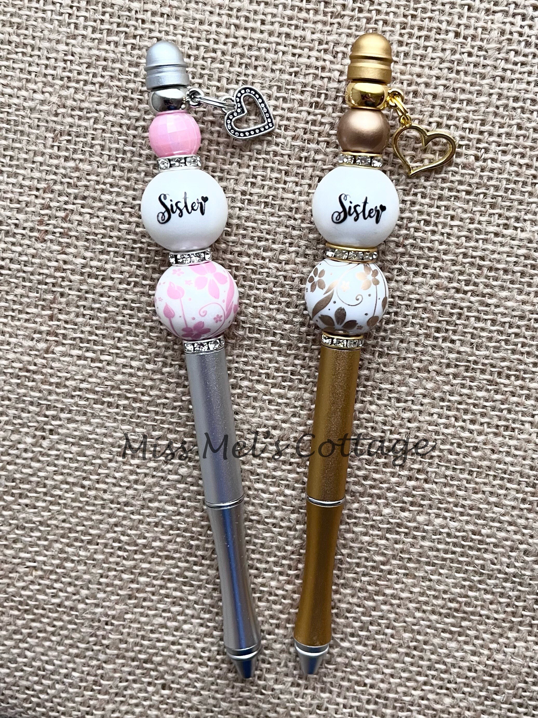 Beaded Metal Pens With Silver Charms Teacher Gift Secretary 