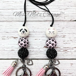 Cat Lanyard/Dog Lanyard/Necklace/Adjustable/breakaway clasp/beaded/badge holder/puppy/cat/dog/mom/teacher/friend/birthday/Valentine/gift