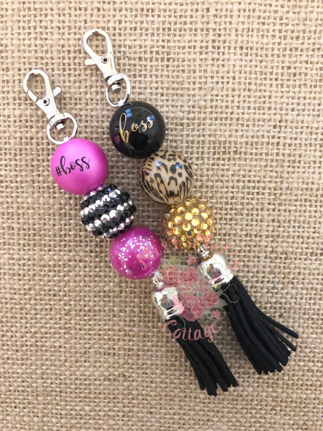 Boss Beaded Keychain Charm - Purse, Bag Accessory - Etsy