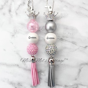 Llavero de reina/dije/con cuentas/cremallera/bolso/cartera/agenda/dije/cuentas gruesas/jefe/mamá/amiga/mamá/abuela/nana/jefe/Navidad/regalo para calcetines