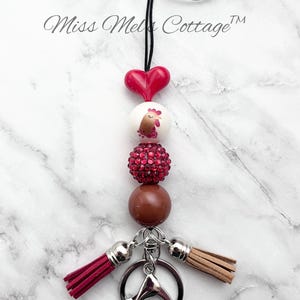 Chicken Beaded Lanyard with Lobster Clasp & Tassels, badge holder, read description