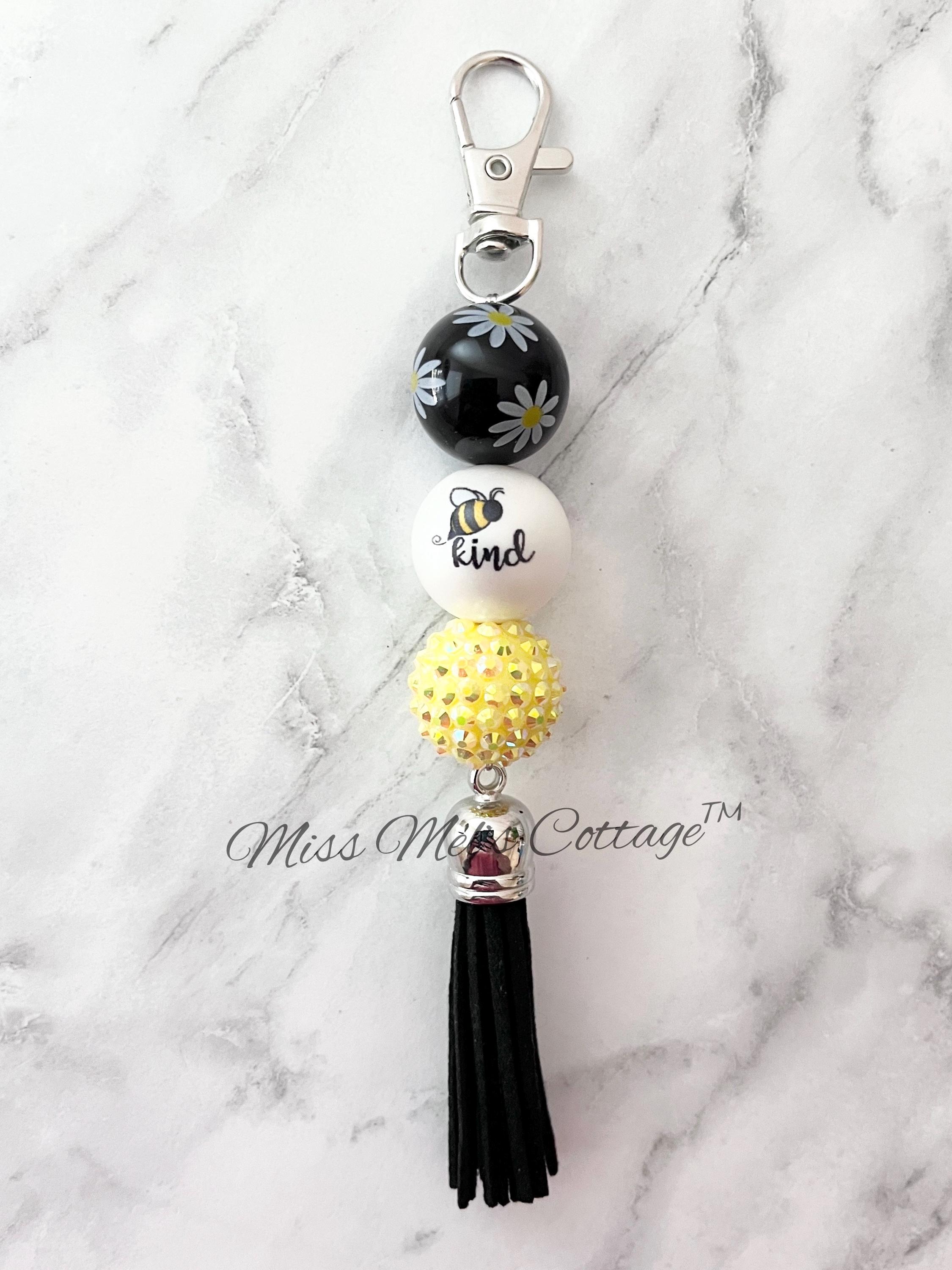 Bee Charm, Beaded, Keychain, Zipper, Bag, Purse, Kind, Bumblebee ...