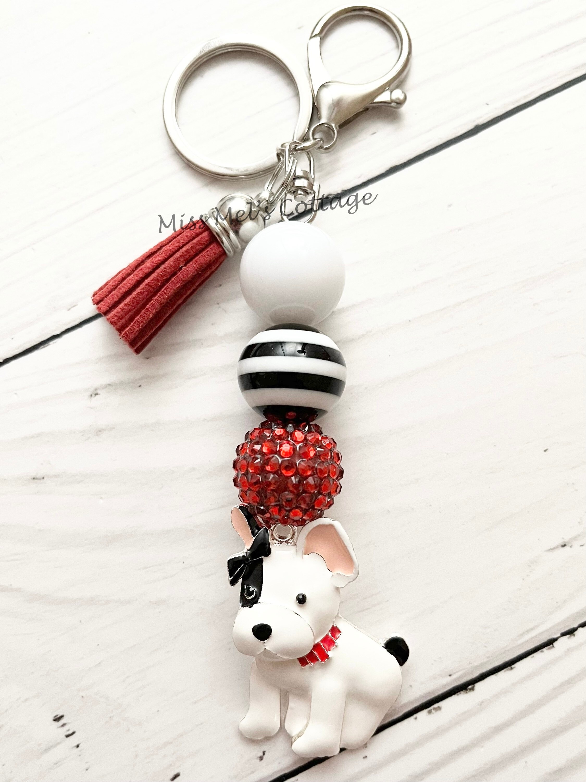 French Bulldog Beaded Keychain – K&J Tumbler Creations