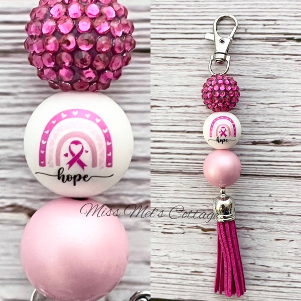 Pink Hope Rainbow Breast Cancer Awareness Keychain/Charm/purse/bag/zipper/key fob/survivor/fight/pink ribbon/October/Hope/friend/mom/gift