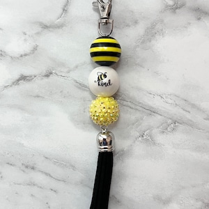 Bee Keychain/Charm/beaded/zipper/bag/purse/cup/charm/planner/queen/bumblebee/chunky beads/mom/friend/teacher/boss/grandma/Birthday/gift