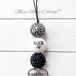 Nurse Car Charm/RN/LPN/NP/cna/nurses aide/medical caduceus/beaded/ornament/cup charm/bag charm/nurse/friend/coworker/boss/birthday/gift