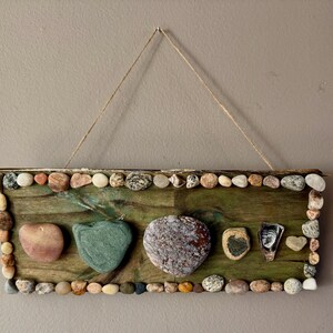 Rustic wall hanging, driftwood wall art, reclaimed wood, handmade art, rustic decor, mosaic, rustic farmhouse, driftwood and stone art