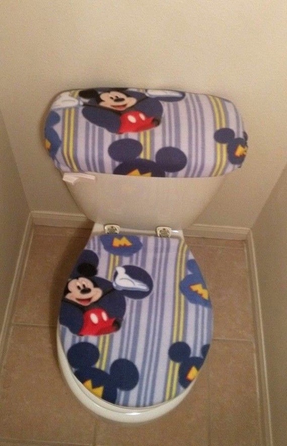 Hellblau Mickey Mouse Fleece Stoff Toilette Sitzbezug Set