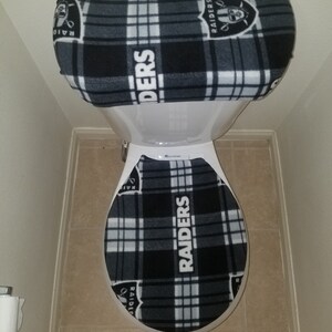 Las Vegas Raiders Plaid Fleece Toilet Lid & Tank Top Cover Set