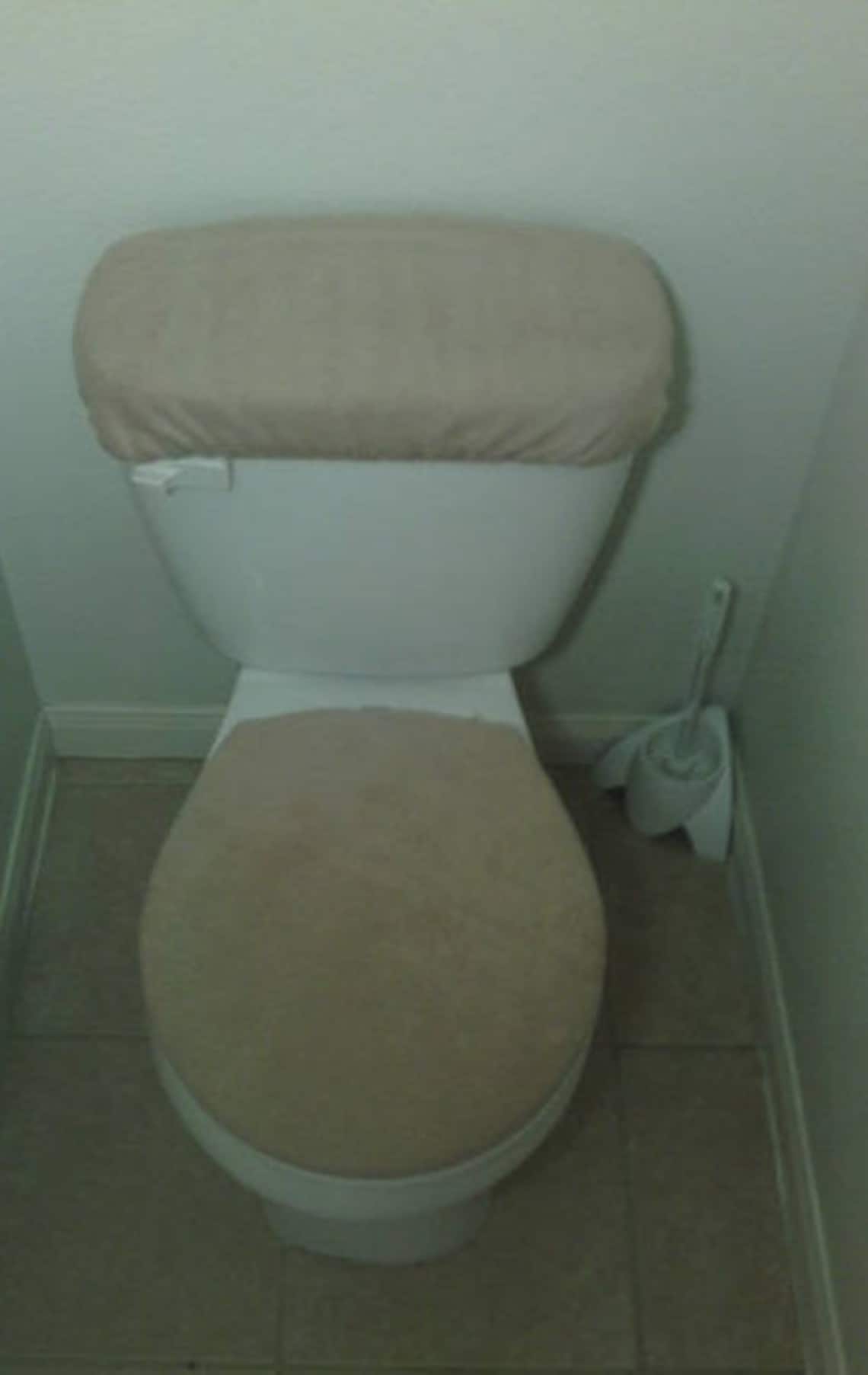 Solid Color Fleece Fabric Toilet Seat Cover Set Bathroom Etsy