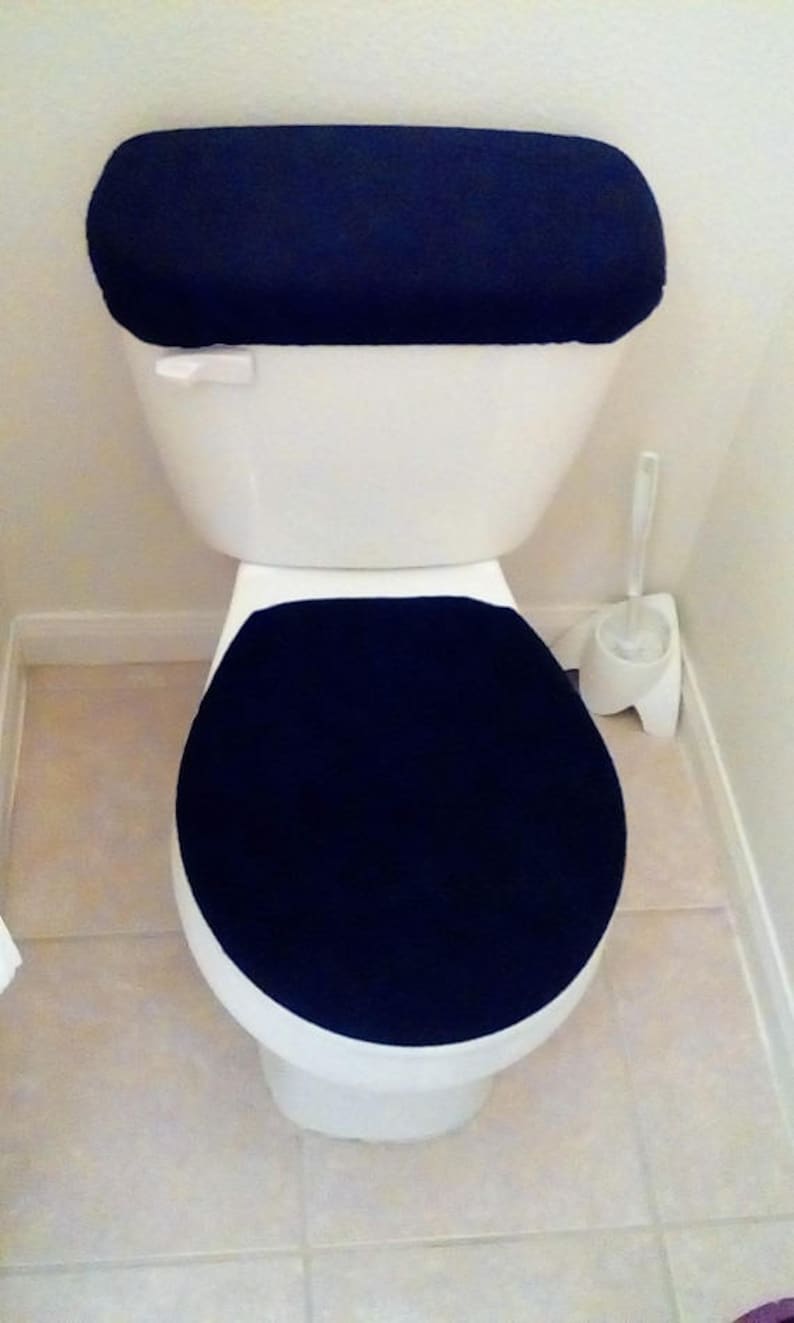 Solid Color Fleece Fabric Toilet Seat Cover Set Bathroom Etsy