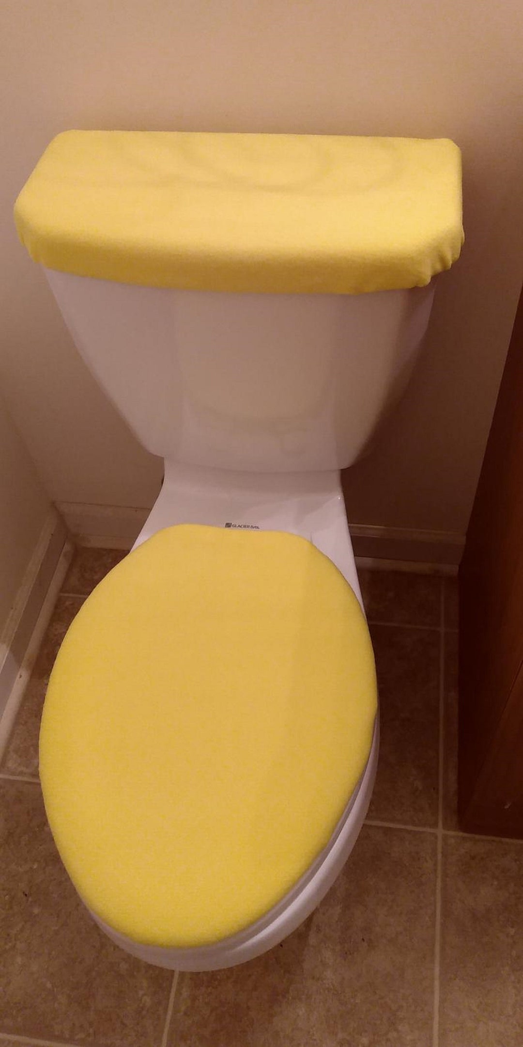 Solid Yellow Fleece Toilet Lid & Tank Top Cover Set - Etsy