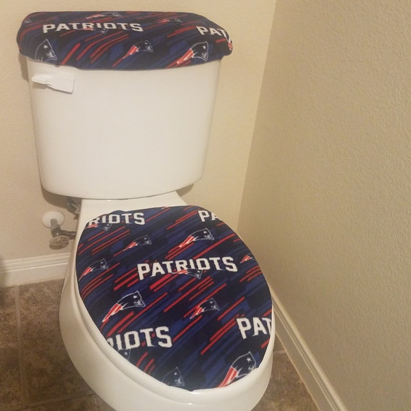 New England Patriots Stripes Fleece Toilet Tank and Seat Cover Set (2PC)