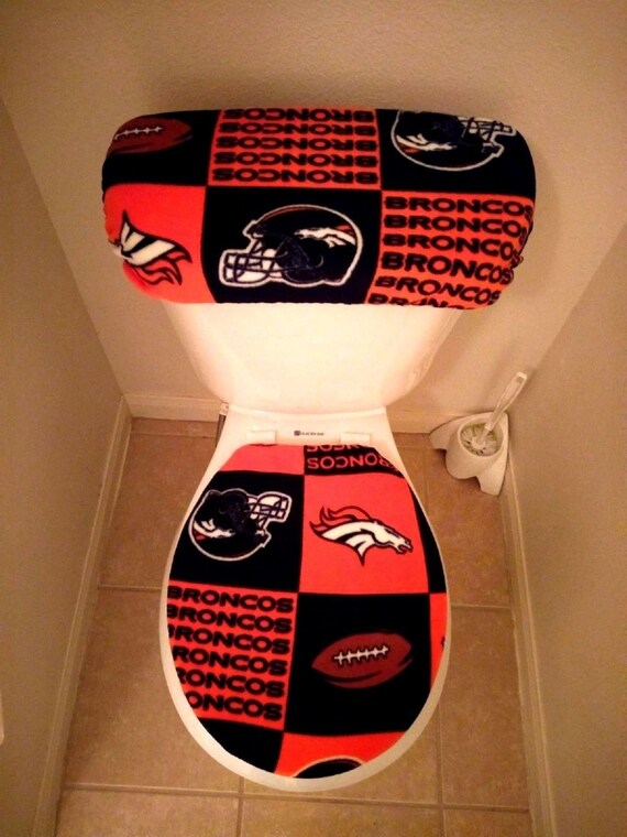 Denver Broncos Block Fleece Toilet Tank And Seat Cover Set 2pc