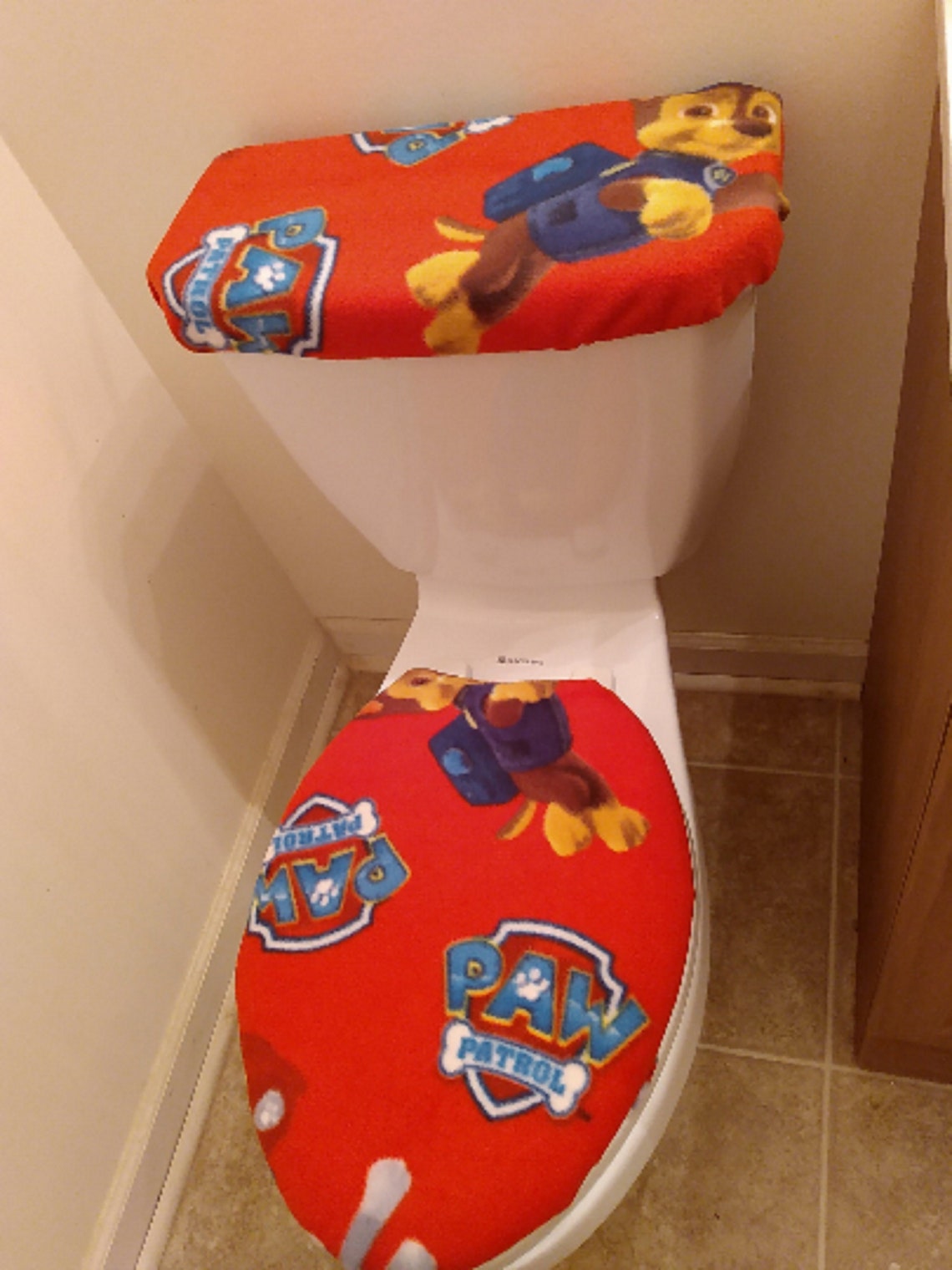Red Fleece Paw Patrol Toilet Lid & Tank Cover Set Etsy