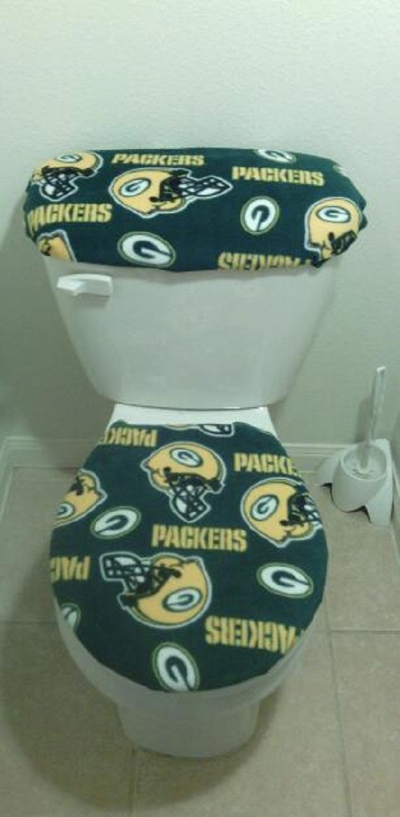 Greenbay Packers Fleece Toilet Tank And Seat Cover Set 2pc