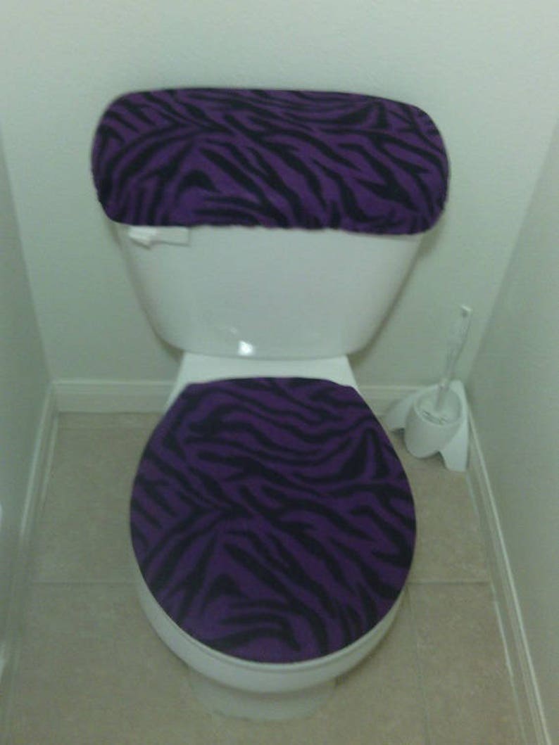 ZEBRA PRINT Fleece Fabric Toilet Seat Cover Set Bathroom Etsy