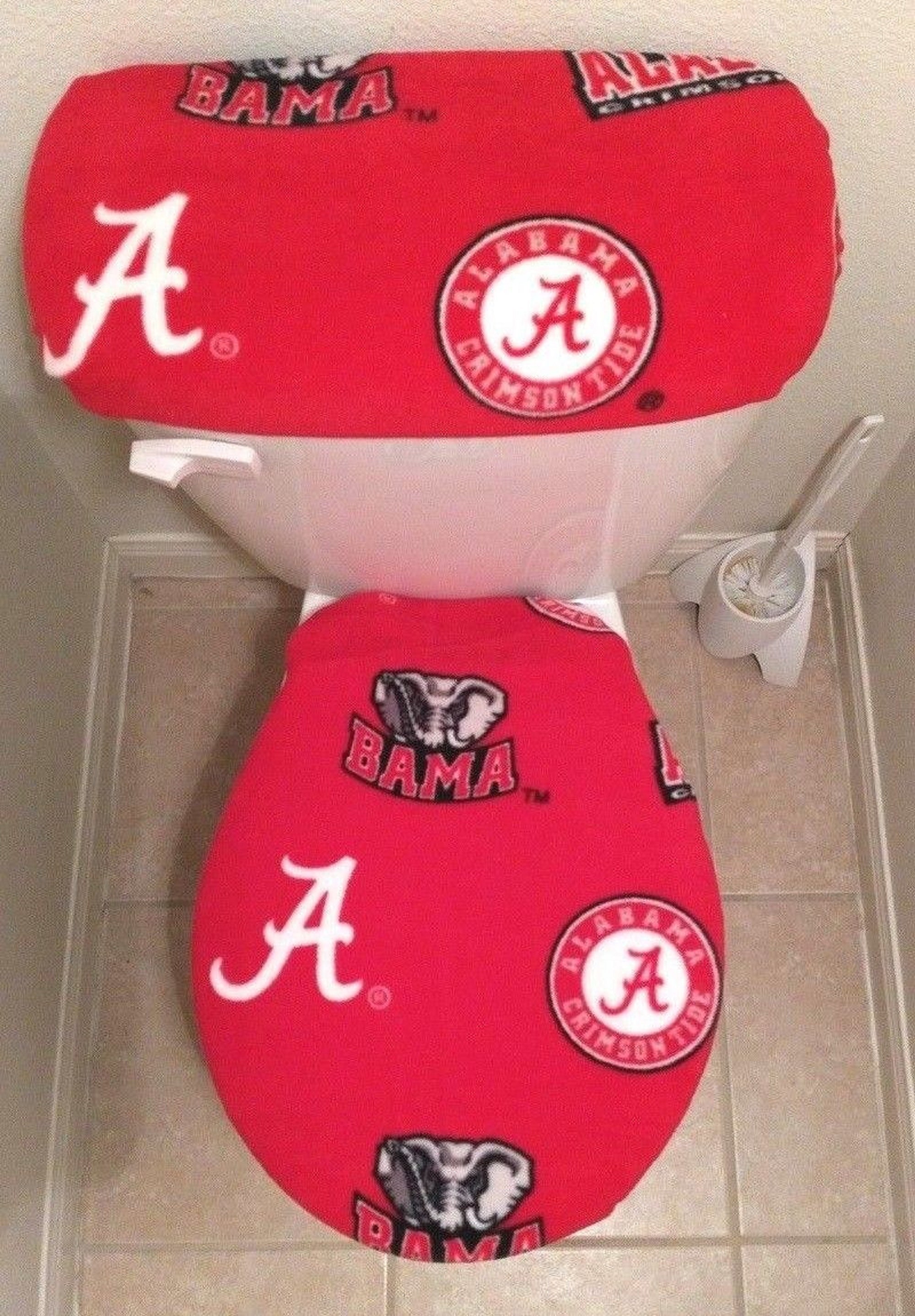 Alabama Crimson Tide RED Fleece Fabric Toilet Seat Cover Set Etsy
