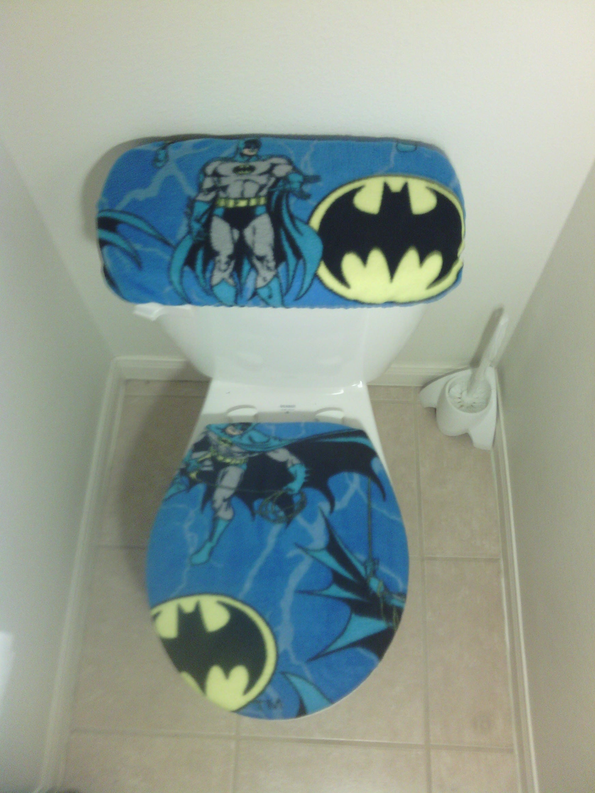 Batman Fleece Fabric Toilet Seat Cover, Batman Bathroom Accessories