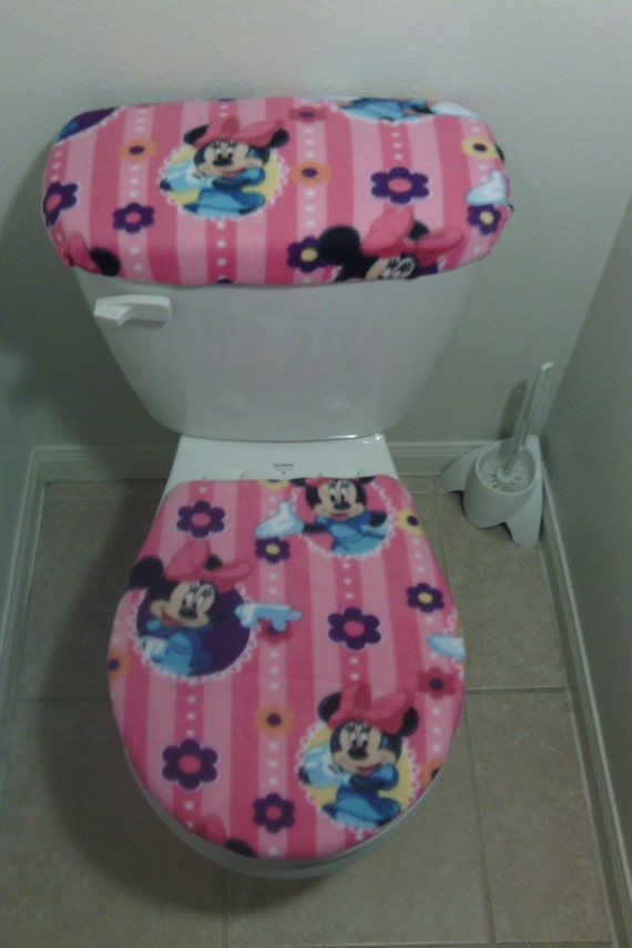 Disney Minnie Mouse Fleece Fabric Toilet Seat Cover Set - How To Set Toilet Seat Cover