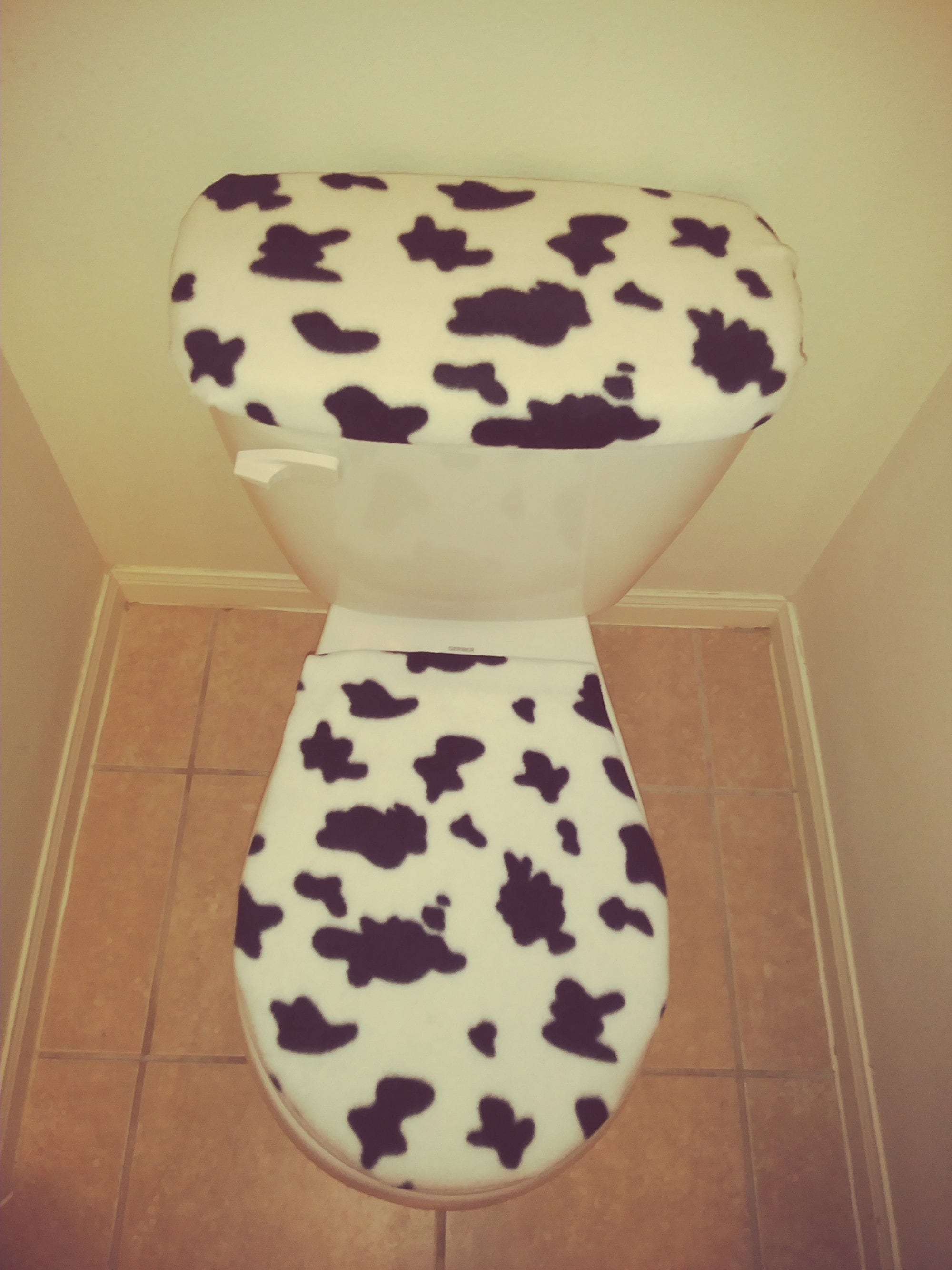 bloemblad lichten Wordt erger Koe Spots Fleece Fabric Toilet Seat Cover Set - Etsy België