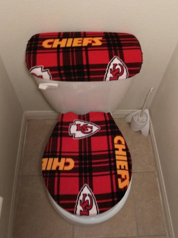 Kansas City Plaid Fleece Fabric Toilet Seat Cover Set Bathroom Accessories 2pc