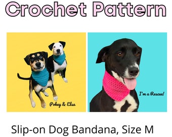 Slip-on Dog Bandana, CROCHET PATTERN, Size M (15-16