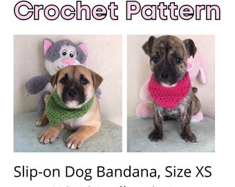 Crochet Pattern BUNDLE, Slip-on Dog Bandana in 5 sizes (XS, S, M, L, XL), Beginner Friendly, Easy Crochet pattern, Crochet Pattern for Dogs