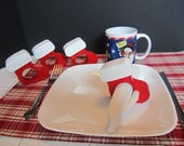 Set of 4 Hand Made Hand Painted Christmas Holiday Stocking Napkin rings holders